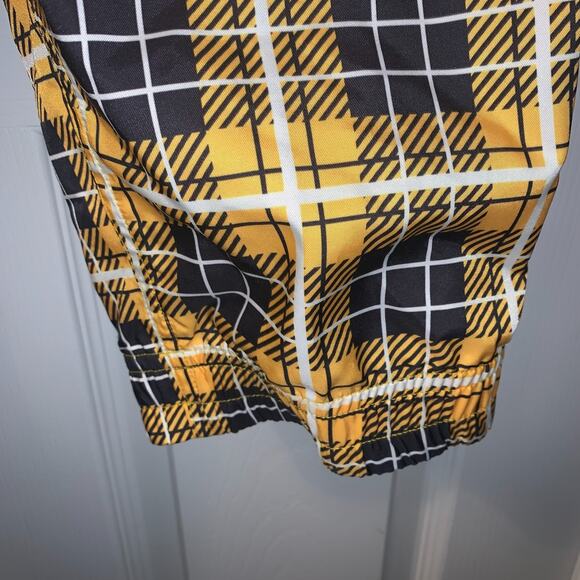 Nike Unisex Yellow Woven Plaid Track Pants Size XL Drawstring Waist Athleisure - Picture 4 of 8